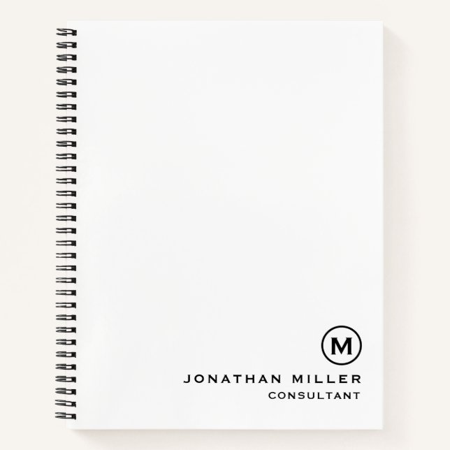 Professional White Black Monogram Hardcover Sketch Notebook (Front)