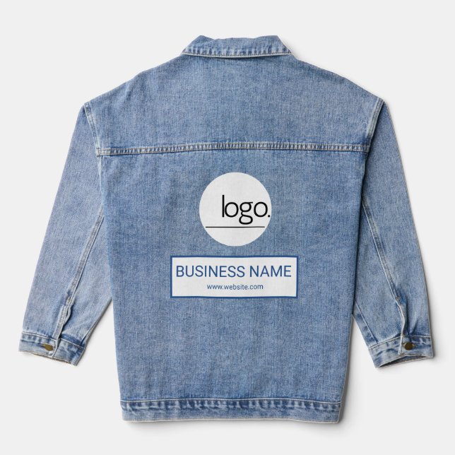 PROFESSIONAL WHITE BLUE LOGO BUSINESS NAME COMPANY DENIM JACKET (Back)