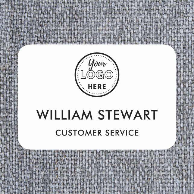 Professional White Custom Logo Employee Staff Name Tag (Creator Uploaded)