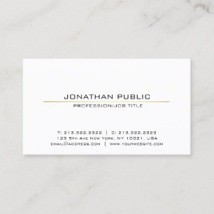 Professional White Gold Sleek Modern Plain Elegant Business Card