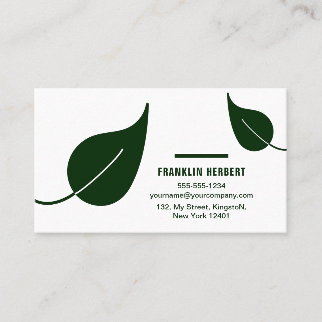 Professional White Green Lawn Care & Landscaping B Business Card (Front)