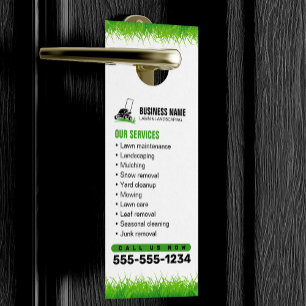 Professional White Green Lawn Care & Landscaping Door Hanger