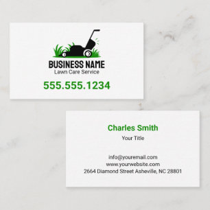 Professional White Green Lawn Care Mowing Business Card