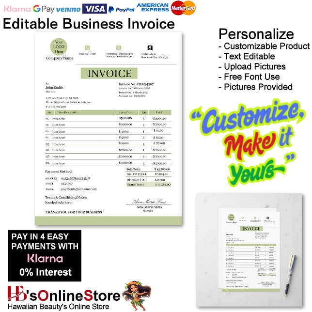 Professional White & Green Modern Business Invoice (Professional White & Green Modern Business Invoice.)