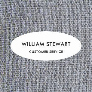 Professional White Minimal Oval Employee Staff Name Tag
