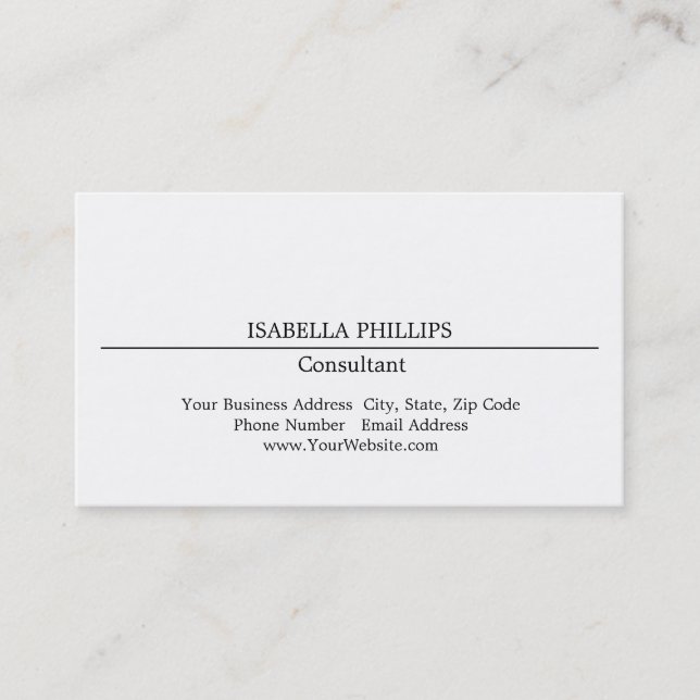 Professional White Minimalist Plain Creative Business Card (Front)