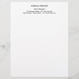 Professional White Minimalist Plain Creative Custom Letterhead