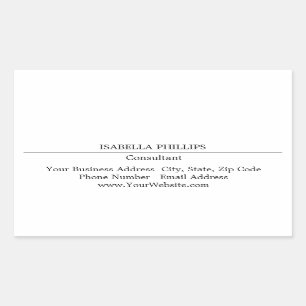 Professional White Minimalist Plain Creative Rectangular Sticker