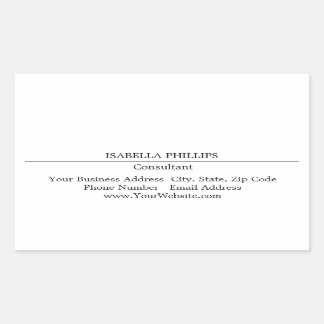 Professional White Minimalist Plain Creative Rectangular Sticker
