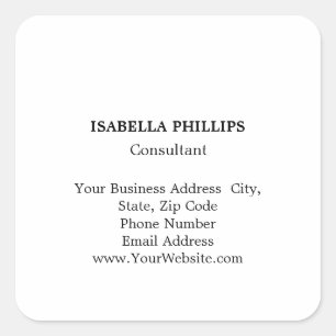 Professional White Minimalist Plain Creative Square Sticker