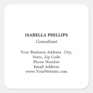 Professional White Minimalist Plain Creative Square Sticker