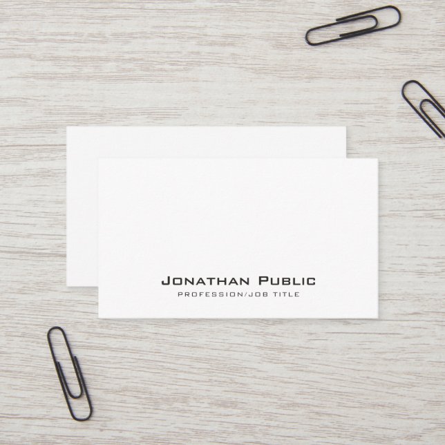 Professional White Modern Clean Plain Elegant Business Card (Front/Back In Situ)
