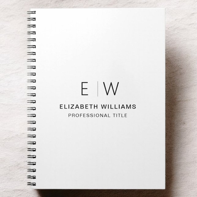Professional White Monogram Business Initial Notebook (Creator Uploaded)