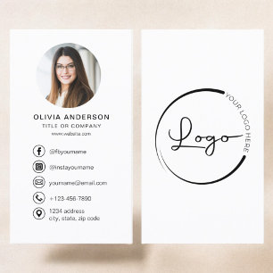 Professional White Photo Logo Social Media Business Card