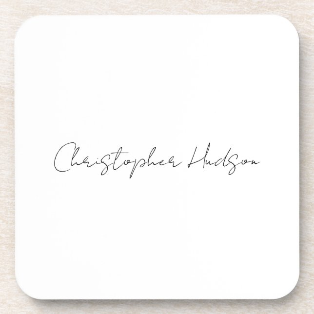 Professional White Plain Creative Chic Calligraphy Coaster (Front)