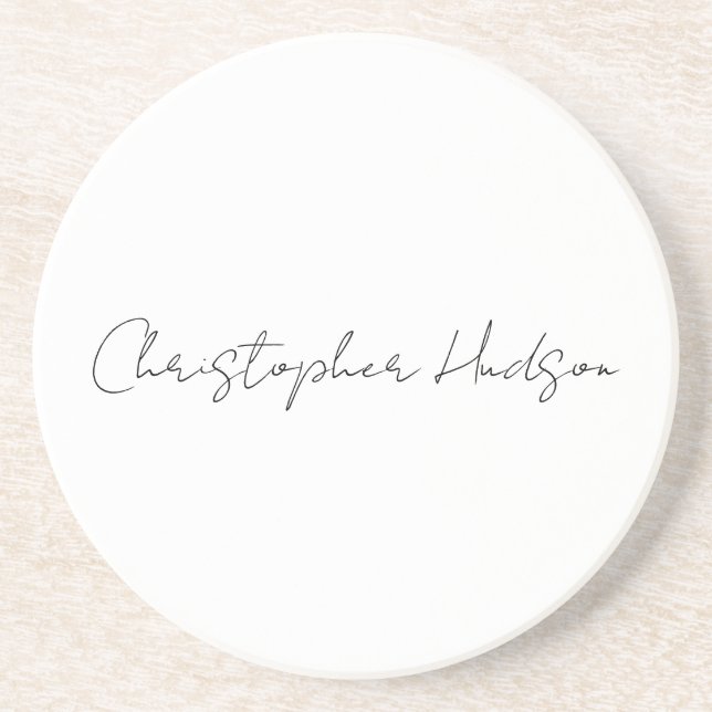 Professional White Plain Creative Chic Calligraphy Coaster (Front)