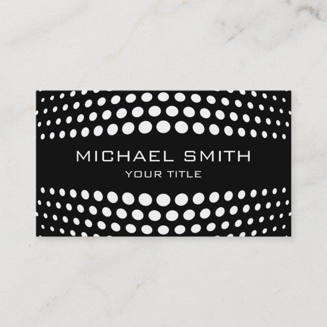 Professional White Polka Dot Pattern Business Card (Front)