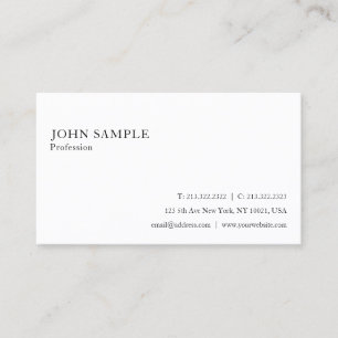 Professional White Simple Plain Elegant Modern Business Card