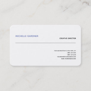 Professional White Trendy Plain Modern Minimalist Business Card