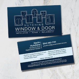 Professional Window & Door Installation Repair Business Card
