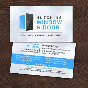 Professional Window & Door Installation Repair Business Card