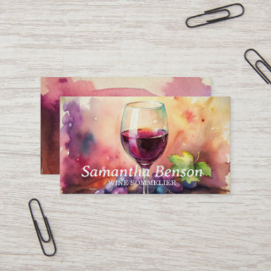 Professional Wine Stain Wine Glass Wine Sommelier  Business Card
