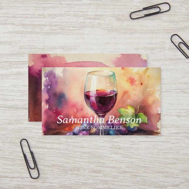 Professional Wine Stain Wine Glass Wine Sommelier  Business Card (Front/Back In Situ)