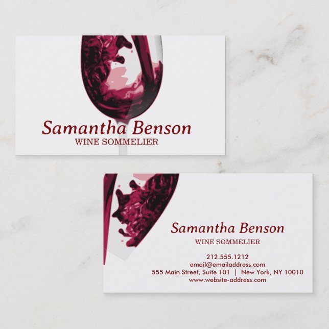 Professional Wine Stain Wine Glass Wine Sommelier  Business Card (Front/Back)