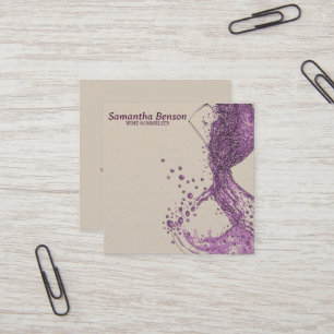 Professional Wine Stain Wine Glass Wine Sommelier  Square Business Card