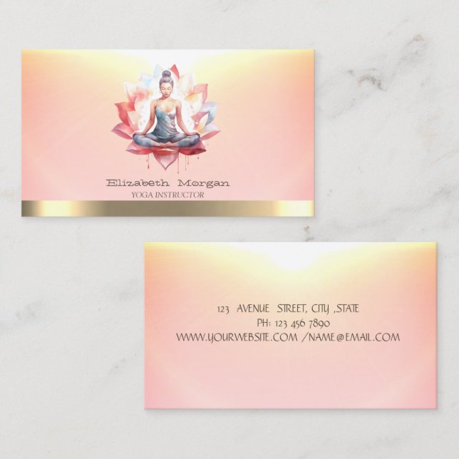 Professional Women Lotus Yoga  Business Card (Front/Back)
