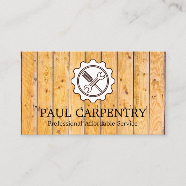 Professional Wood Carpenter Business Card (Front)