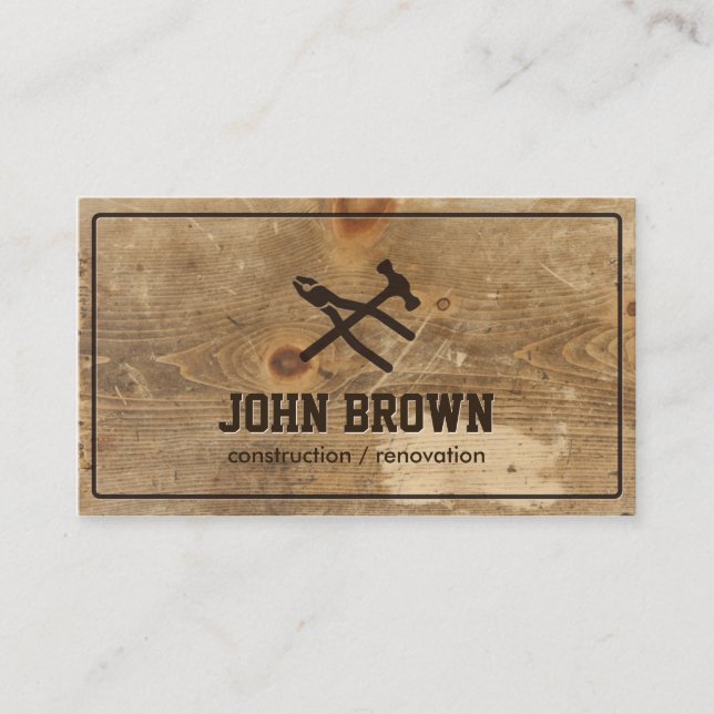 Professional Wood Construction Carpentry Repair Business Card (Front)