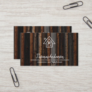 Professional Wood Construction Handyman Carpenter Business Card