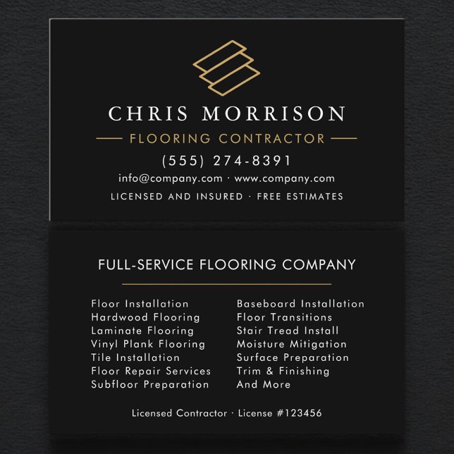 Professional Wood Flooring Contractor Business Card (Creator Uploaded)