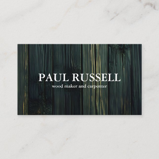 Professional Wood Grain Rustic Carpenter Carpentry Business Card (Front)