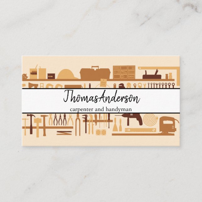 Professional Wood Grain Rustic Carpentry Business Card (Front)