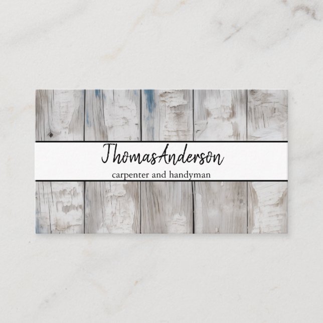 Professional Wood Grain Rustic Carpentry Business Card (Front)