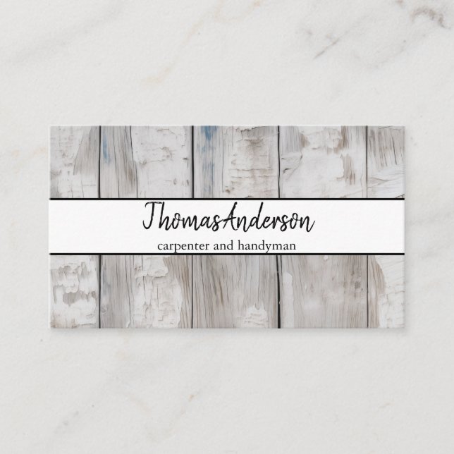 Professional Wood Grain Rustic Carpentry Business Card (Front)