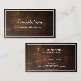 Professional Wood Grain Rustic Carpentry Business Card