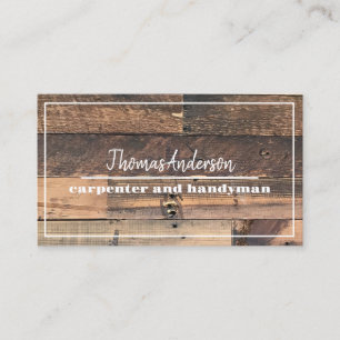 Professional Wood Grain Rustic Carpentry Business Card