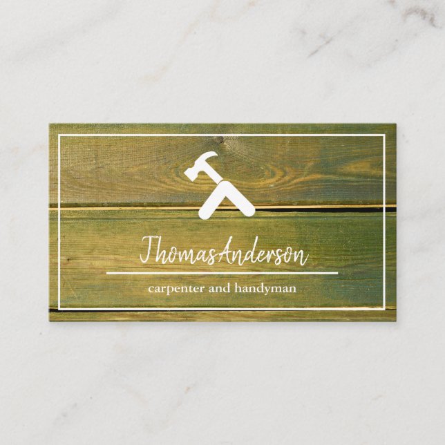 Professional Wood Grain Rustic Carpentry Business Card (Front)