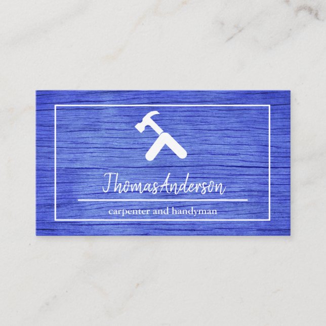 Professional Wood Grain Rustic Carpentry Business Card (Front)