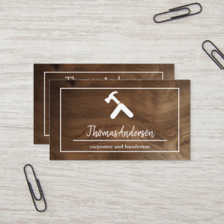 Professional Wood Grain Rustic Carpentry Business Card
