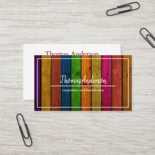 Professional Wood Grain Rustic Carpentry Business Card