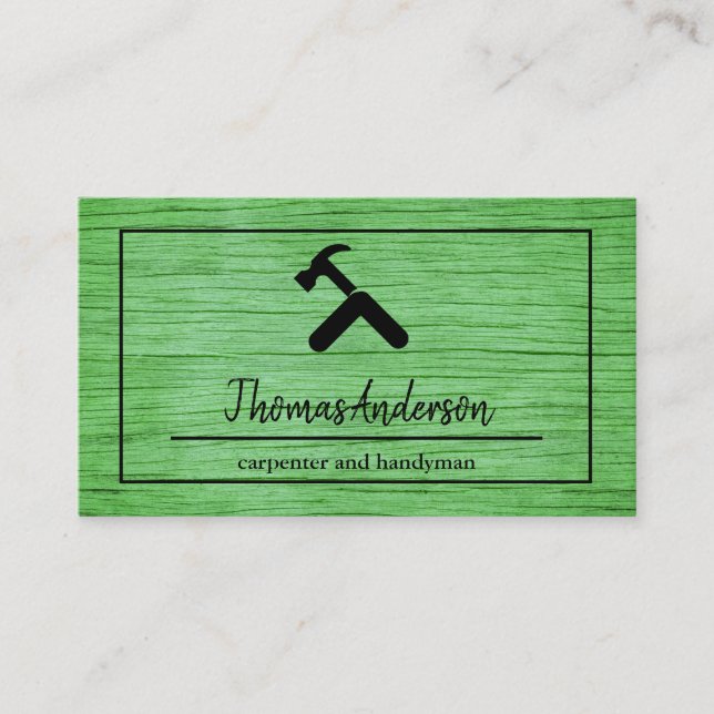 Professional Wood Grain Rustic Carpentry Business Card (Front)