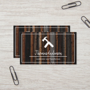 Professional Wood Grain Rustic Carpentry Business Card