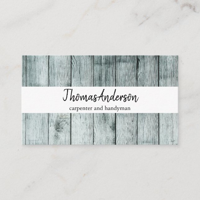 Professional Wood Grain Rustic Carpentry Business Card (Front)