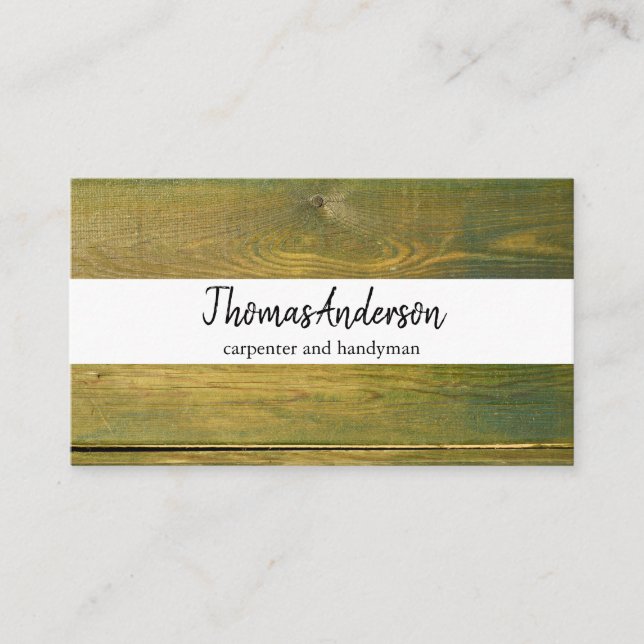 Professional Wood Grain Rustic Carpentry Business Card (Front)