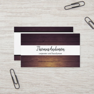 Professional Wood Grain Rustic Carpentry Business Card
