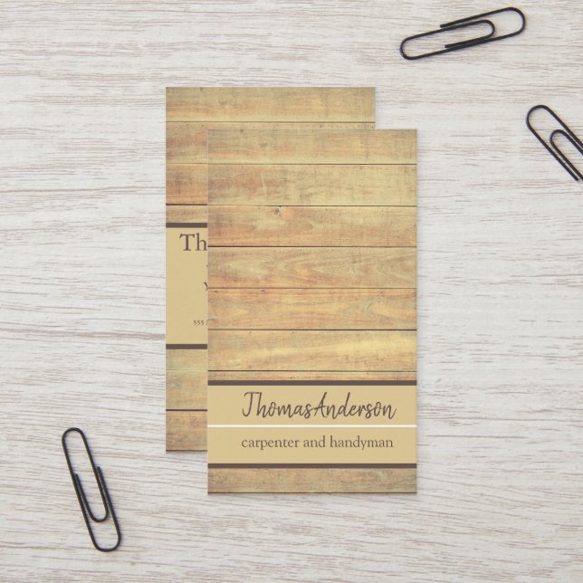 Professional Wood Grain weathered wood minimalist  Business Card (Front/Back In Situ)